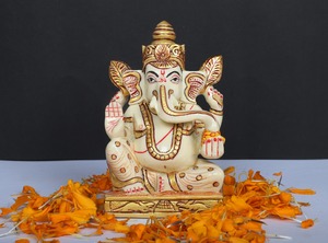 Nirmala Handicrafts - Estatua de Ganesha de Resina Hecha a Mano, 3x2x4.5 Pulgadas, Figuras Religiosas Culturales Tradicionales, Decoración de Mesa, Diwali - Product Image 3