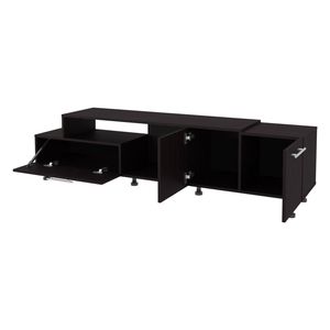 Wengue Open Storage Entertainment Center with 2 <b>Side</b> Cabinets for Living Room - Product Image 4