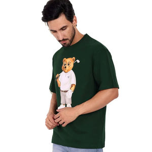 Camiseta Oversize Negra de Algodón Grueso Personalizada al por Mayor para Hombre, Estilo Vintage con Cuello Redondo y Estampado Digital, Elastano Liso - Product Image 4