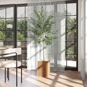 Albero di Ulivo Artificiale Sempreverde da 1,8 m con Foglie e Frutti in Seta, Pianta Finta da Interno per Casa, Ufficio, Soggiorno in Vaso, Misura 5m - Product Image 2
