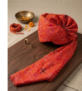 Turban de mariage Safa multicolore du Rajasthan, écologique, pour Baraati, fiançailles et événements - Product Image 2