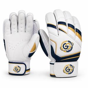 <b>White</b> Leather Sports <b>Cricket</b> Gloves Breathable Lightweight Ambidextrous Buckle Closure 13-16mm Thickness Catcher Gloves Navy - Product Image 4
