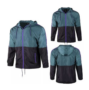 Veste à capuche unisexe bicolore Teal Purple Black, fermeture éclair, résistante à l'eau, polyester, coupe ample, adulte, toutes saisons - Product Image 5