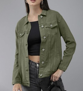 Chaquetas Vaqueras Extra Grandes Personalizables para Mujer, Mangas Largas, Cuello con Botones, Chaquetas Vaqueras Básicas Transpirables, Chaqueta Vaquera para Mujer OEM - Product Image 1