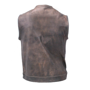<b>Men's</b> Winter Motorcycle Breathable Premium Quality <b>Leather</b> Sleeveless <b>Vest</b> for Motocross Biker Riders - Product Image 1