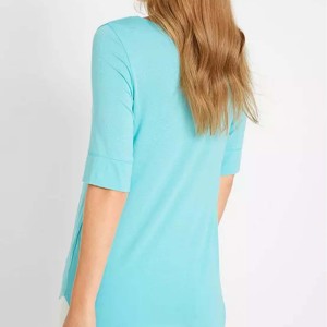 T-shirt rose à col rond pour femme, manches courtes, couleur unie, coupe décontractée, respirant, écologique, séchage rapide, anti-UV, 200g, 100% coton - Product Image 4