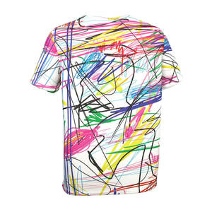 Men's Short Sleeve O-Neck T-Shirt With Hand-Painted <b>Abstract</b> Pattern Regular Fit Knitted Casual Style - Product Image 2