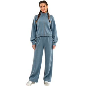 Conjunto Deportivo Informal para Mujer, Chaqueta de Forro Polar con Marca Personalizada, Pantalones Deportivos, Fabricante y Proveedor de Ropa al por Mayor de Marca Privada - Product Image 4