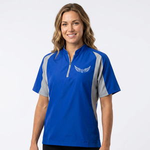 Royal Blue <b>Men's</b> Quarter-Zip Sport Shirt With Wing Logo Embroidery Quick Dry Polyester <b>Summer</b> Wear - Product Image 6