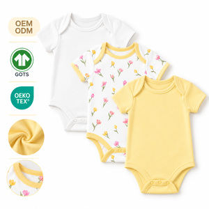 Body para Bebé Recién Nacido OEM ODM, Suave y Transpirable, de Algodón, con Cuello Tipo Sobre, Manga Corta, Venta al Por Mayor - Product Image 1