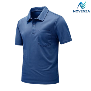 Polos personnalisés en gros pour hommes, chemises de sport à séchage rapide avec poche par Novenza - Product Image 5