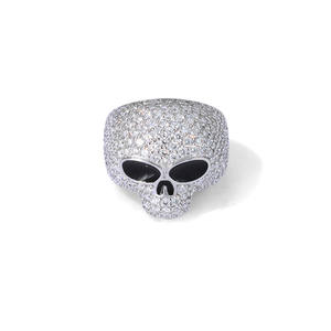 Mens 925 Silver Alien <b>Skull</b> Moissanite <b>Ring</b> Iced Gothic Statement Jewelry Lightweight Luxury Urban Fashion Gift - Product Image 1