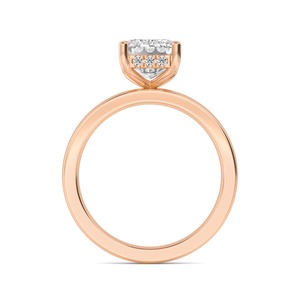 Anillo de Compromiso Radiante de Oro Rosa de 10K con Diamante Cultivado en Laboratorio de 2.17 CTW con Esmeralda y Diamantes de Corte Redondo - Product Image 2