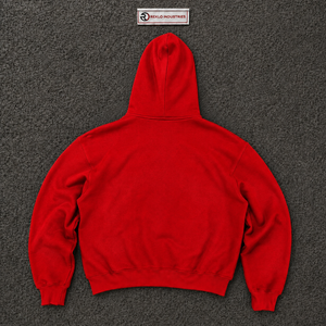 เสื้อฮู้ดซิปยาวสีแดงพรีเมียม ไซส์ใหญ่ แบบยูนิเซ็กส์ สตรีทแวร์  ทรงหลวม รับสกรีนโลโก้ ขายส่ง สำหรับฤดูหนาว - Product Image 6