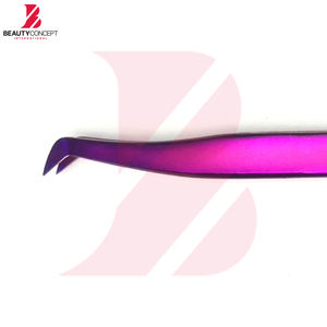 Pince à cils de qualité supérieure à angle de 90 degrés, violette, multicolore, revêtement titane, antistatique - Product Image 6