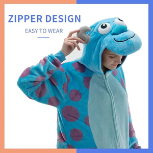 Pyjama personnalisé unisexe en polaire corail moelleux à capuche, motif personnage monstre, pour cosplay anime, tenue de nuit chaude d'hiver, assorti pour la famille - Product Image 3