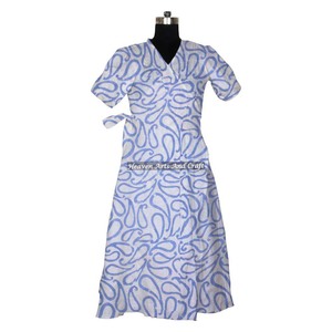 Bikini estampado en Bloque para mujer, ropa de dormir de algodón Natural hecha a mano, bata de baño caftán Maxi - Product Image 1