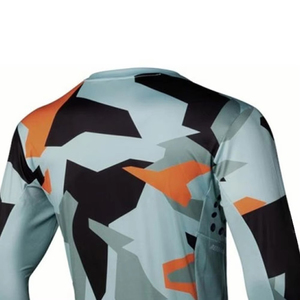 Customized Men's Long Sleeve <b>Cycling</b> Jersey-Light Blue/Orange/Black Geometric Pattern Breathable Quick Dry 100% Polyester Fabric - Product Image 4