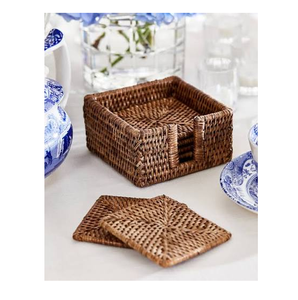 Sous-verres en rotin BOHO, sous-verres en osier, sous-verres en rotin avec logo personnalisé, sous-verres tissés à la main - Product Image 1