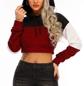 Top Selling Fabric Fashionable High Neck Quality Women <b>Crop</b> Top Hoodies Smooth <b>Zip</b>-<b>up</b> Highly Demanded anti-shrink Women Hoodies - Product Image 1