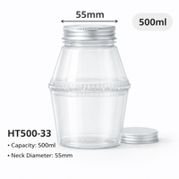 HT500-3307 500ml PET fles met dubbele kamer en schroefdop, 2-delig systeem voor dranken, sauzen en dressings