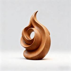 Sculpture géométrique abstraite moderne en bois, faite à la main, écologique, décoration artistique pour salon, cadeau de déménagement, décoration de table - Product Image 3