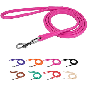 Wholesale Custom Color Leather Dog Leash Solid Pattern Walking <b>Training</b> Leather Dog Leash Leather Leash For German Shepherd Dog - Product Image 6
