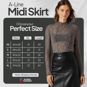 Falda Midi de Piel Sintética para Mujer, Cintura Alta, Elástica, de PU, para Oficina y Casual 2026 - Product Image 6