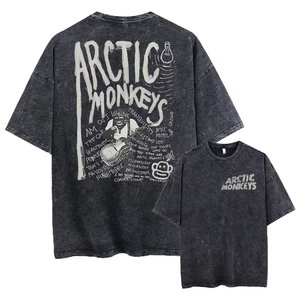T-shirt personnalisé pour homme en coton épais délavé à l'acide avec strass, coupe oversize et carrée, col rond, design avant streetwear, style urbain - Product Image 2