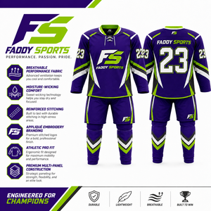 Ensemble de maillots de hockey sur glace sublimés de haute qualité personnalisés, uniforme de hockey sur glace professionnel respirant pour équipe avec chaussettes et shorts assortis - Product Image 5
