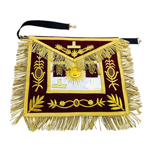 Delantal Masónico de Primera Calidad con Bordados, Modelo 2026, para Capítulo del Arco Real, con Pestañas de Terciopelo Rojo, Delantal para Francmasones - Product Image 5