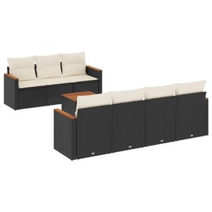 Grand ensemble de canapés de jardin modulaires en rotin PE noir, élégant et durable, mobilier d'extérieur - Product Image 2