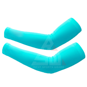 Manchons de cyclisme unisexes anti-UV couleur turquoise, compression et soutien, taille adulte - Product Image 1