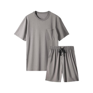 Men's Pajama Set Sleepwear <b>Pjs</b> Lightweight Short Sleeve Shirts Soft Breathable Fresh Sleep Sets with Pockets S-3XL - Product Image 1