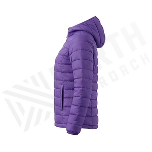 Hooded Quilted Waterproof <b>Bubble</b> Jacket Black Full Sleeve Winter Windproof Cotton Shell Knitted Fabric Polyester Filling Stand - Product Image 3