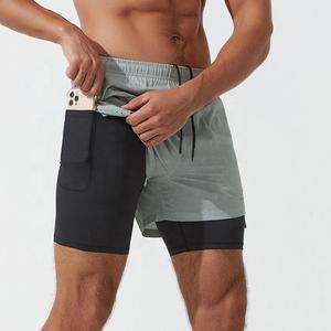 Men's Double <b>Layer</b> Fitness Shorts Men Fitness Gym Training 2 in 1 Sports Shorts Quick Dry Workout Jogging Double Deck Summer - Product Image 4