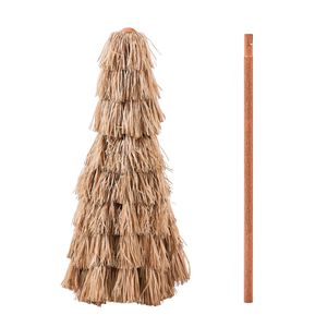 Ombrellone da Patio in Paglia Sintetica Stile Tiki da 2,7 m con Inclinazione, Parasole da Spiaggia a 2 Livelli Stile Hawaiano, Paglia Sintetica PP, 8 Stecche in Metallo, Colore Grigio - Product Image 5