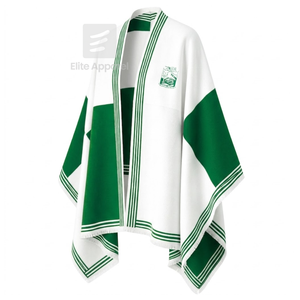 Custom Iota Phi Lambda sorority <b>cape</b> shawl embroidered logo on front green and <b>white</b> color blocking for female Greek apparel - Product Image 2
