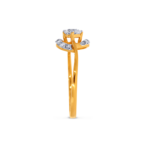 18K Yellow Gold Solitaire Ring Modern Geometric Diamond Ring in Polished 14K Gold Featuring a Central Round Cut <b>Stone</b> - Product Image 1