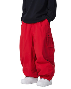 Pantalon Harem Rouge pour Homme, Taille Élastique, Multiples Poches, Style Décontracté, Tissu Respirant Mi-Lourd, Idéal pour l'Automne - Product Image 1