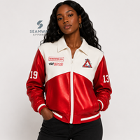 Delta |   Sigma |   Blouson Bomber Femme en Cuir PU Brodé Zippé Theta Sorority – Veste Décontractée Style Universitaire et Sportif