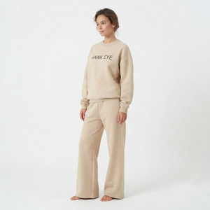 Conjunto de Chándal de Dos Piezas para Mujer con Sudadera de Manga Larga con Cuello Redondo y Pedrería y Pantalones de Pierna Ancha, Ropa Casual al por Mayor - Product Image 3