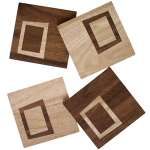 Ensemble de sous-verres carrés en bois de style vintage, parfaits pour la protection de la table à café ou à thé, rustiques, faits à la main, écologiques, cadeau pour la maison ou le bureau - Product Image 2