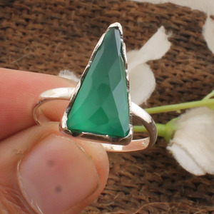 Anillo de Ónix Verde Natural, Plata de Ley 925, Corte Esmeralda, Anillo de Piedra Preciosa, Joyería de Piedra de Nacimiento de Mayo para Mujer, Regalo, Venta al por Mayor - Product Image 4