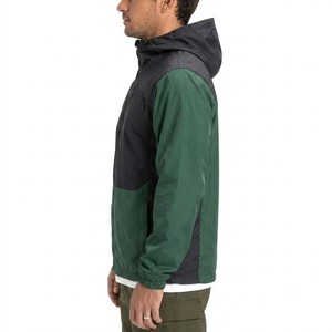 Men's Forest Green <b>Black</b> Hooded <b>Windbreaker</b> Jacket Water Resistant Full Zip Lightweight Outdoor Training Running Coat - Product Image 6
