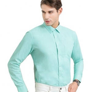 Chemise habillée à manches longues pour homme, 60% polyester 40% coton, chemise de travail formelle pour le bureau, chemise boutonnée avec poche poitrine pour homme - Product Image 3