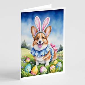 Corgi <b>Easter</b> <b>Egg</b> <b>Hunt</b> Whimsical A7 Size 5x7 Blank Note Cards Pack of 8 with Envelopes Greeting Cards - Product Image 1
