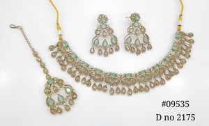 Ensemble de bijoux Mehendi 09535, collier en strass, boucles d'oreilles, tikka, bijoux ethniques pakistanais pour mariage, cadeau de fiançailles, fête de mariage - Product Image 4
