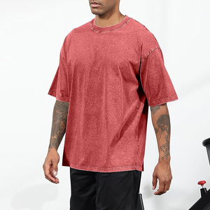 Maroon Men T <b>shirts</b> Vintage Acid Wash Heavy Cotton Oversized Fit Drop Shoulder Streetwear Retro Tee - Product Image 2