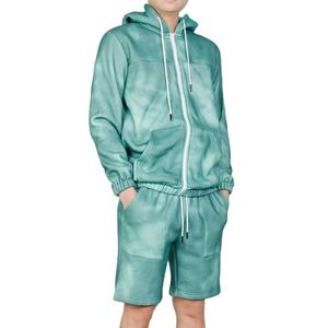 Ensemble de survêtement unisexe professionnel en coton de haute qualité avec sweat à capuche zippé et short, imprimé tie-dye pour homme, idéal été comme hiver - Product Image 1